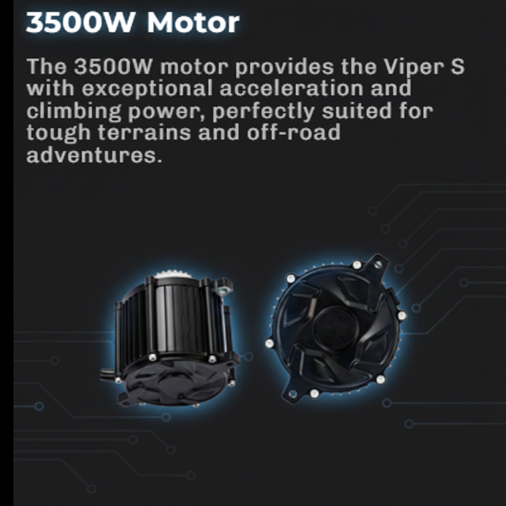 Viper S Electric Dirt Bike 3500W motor with acceleration and off-road suitability