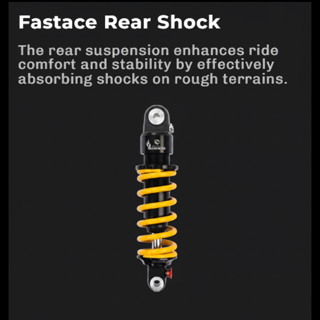 Fastace rear shock absorber with text 