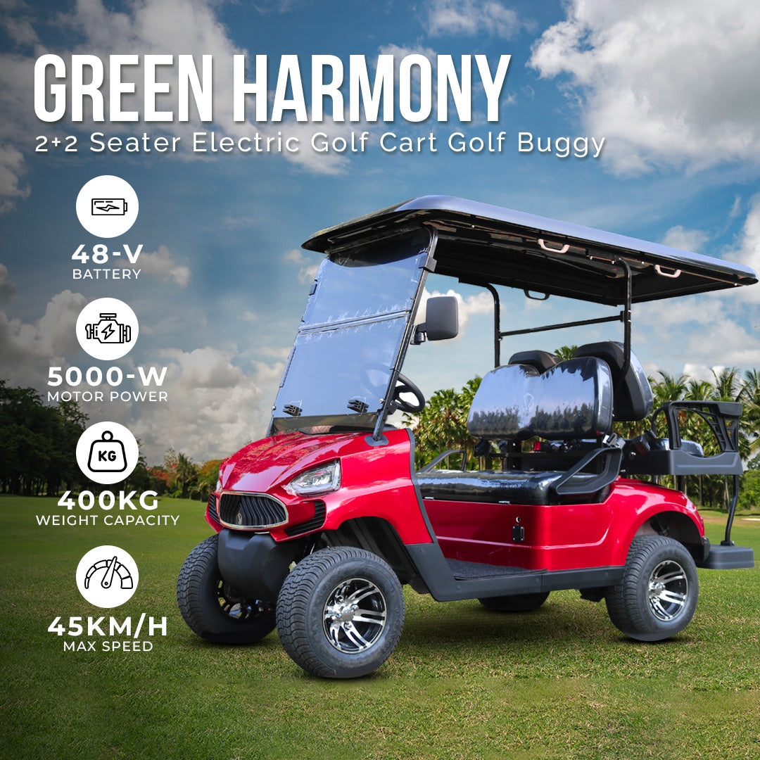 Green Harmony Electric Golf Cart Golf Buggy 2+2 Seater By Megawheels