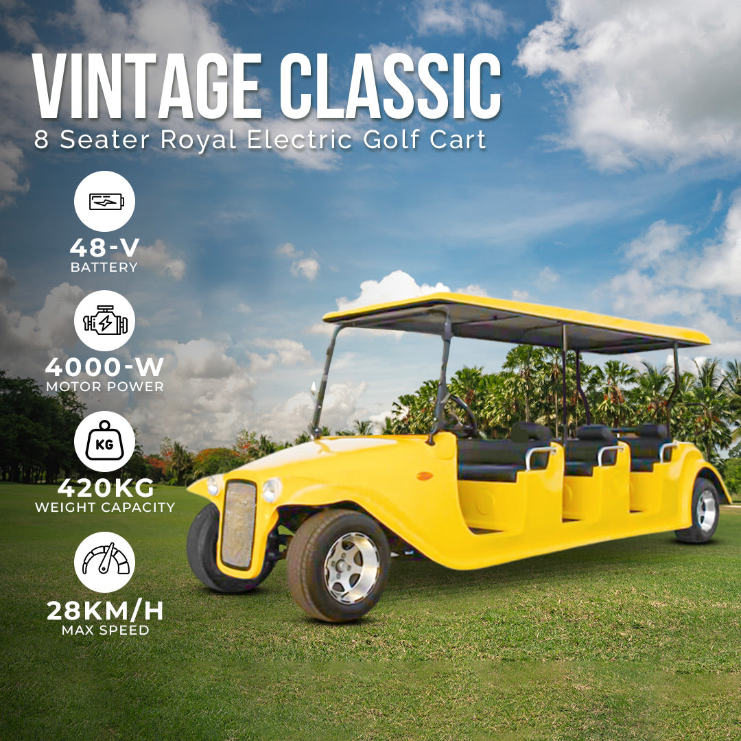 Megawheels Vintage Classic 8 Seater Royal Vintage Electric Golf Cart Golf Buggy