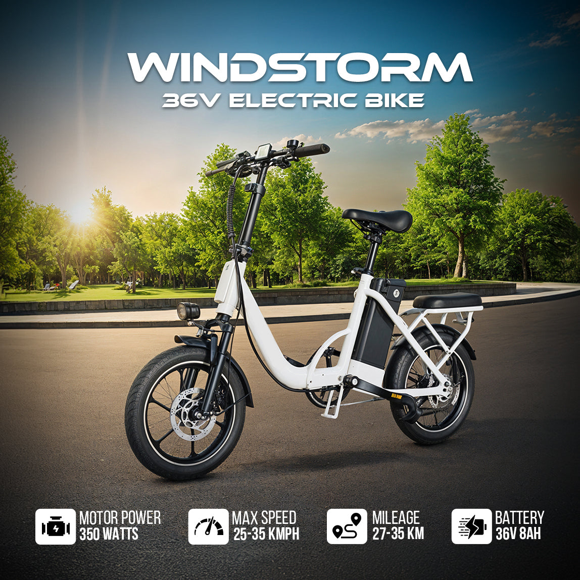 Megawheels Windstorm Carbon Alloy Foldable Ebike 48 v