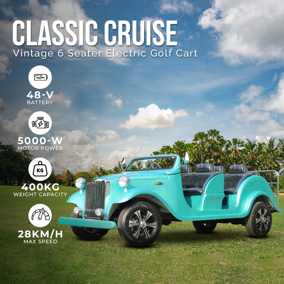 Classic Cruise Vintage 6-Seater Golf Cart By Megawheels