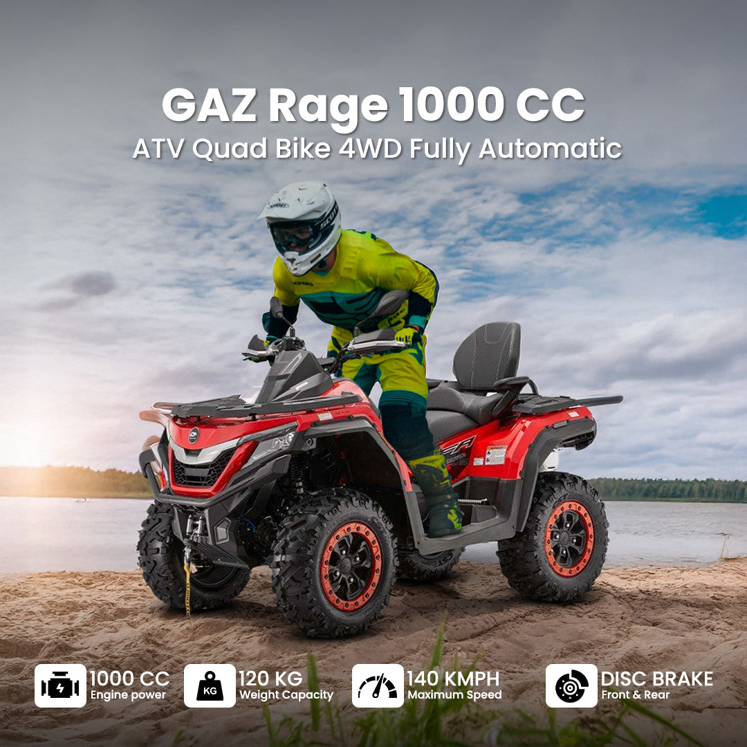 Megawheels GAZ Rage 1000 CC ATV Quad Bike 4WD Fully Automatic Off Road With Warranty