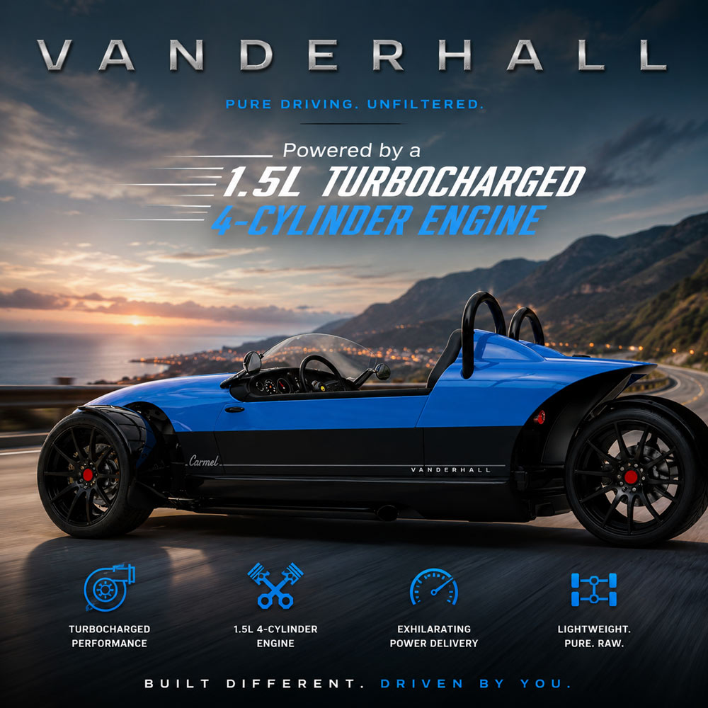 VANDERHALL Carmel Blackjack at Rafplay – Premium Luxury 3-Wheel Roadster in Dubai UAE