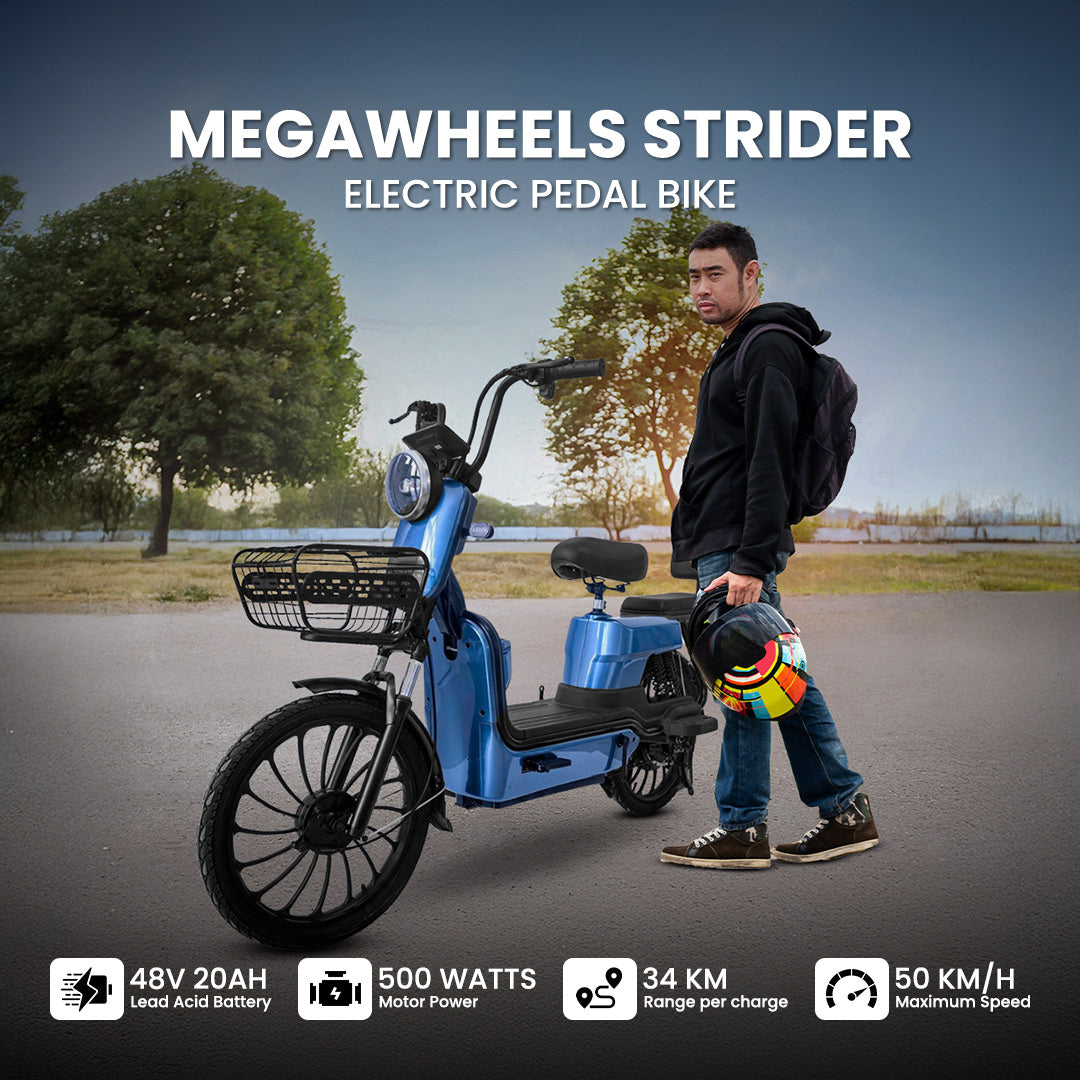 Megawheels Strider Electric Pedal Bike Powerful Electric Scooter With 48W Battery, 20” Tire Ebike With Seat for Adults With Warranty