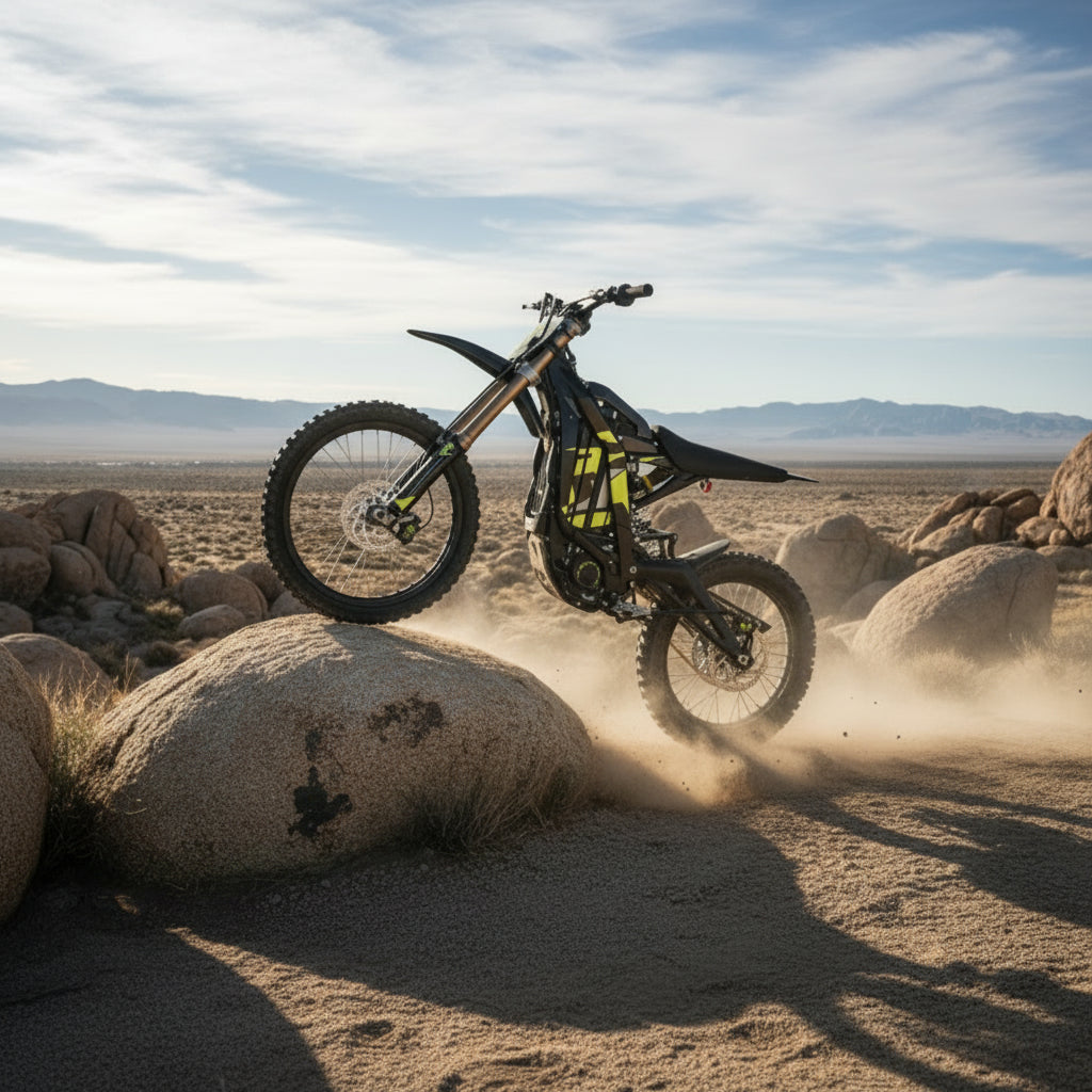 Surron Light Bee X climbing rocky terrain