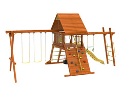 Kiddoro Discovery Den Monkey Bars Swing Set with climbing wall