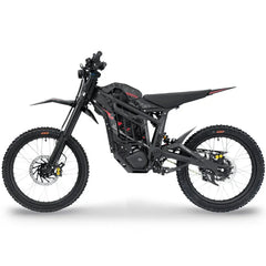 A black Talaria Sting MX5 electric dirt bike off-road trail bike with 100KM riding range