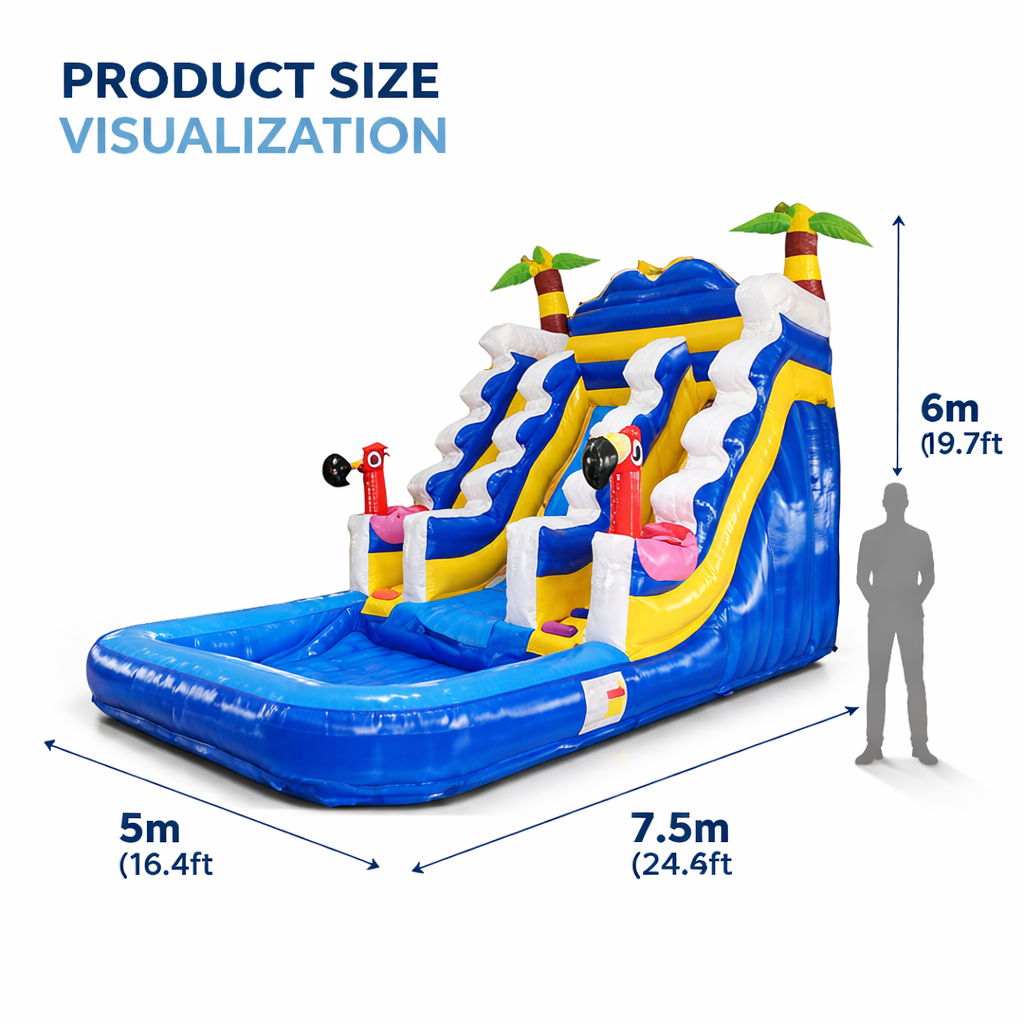 Inflatable water slide with dimensions