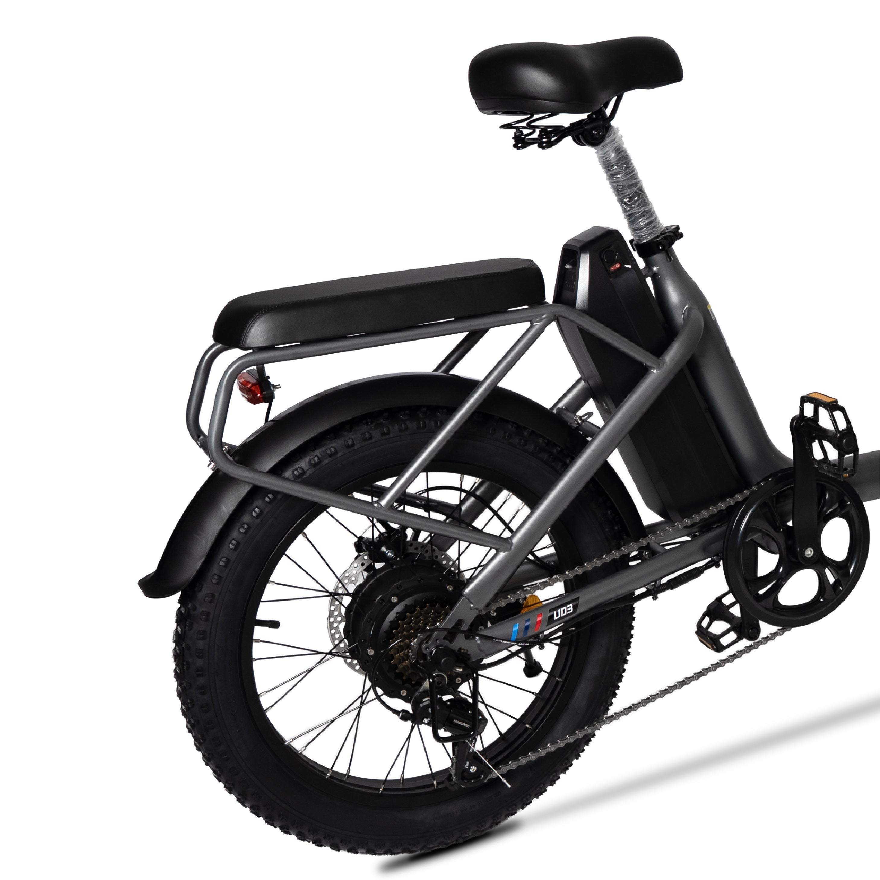 Black electric bike with a large Back wheel