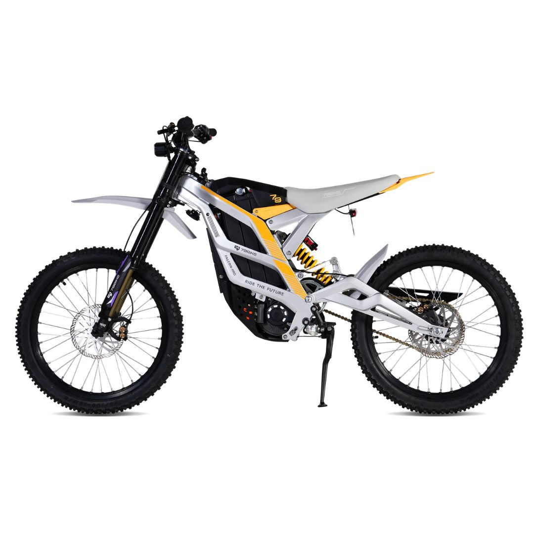 Electric bike with Silver frame, black and yellow accents