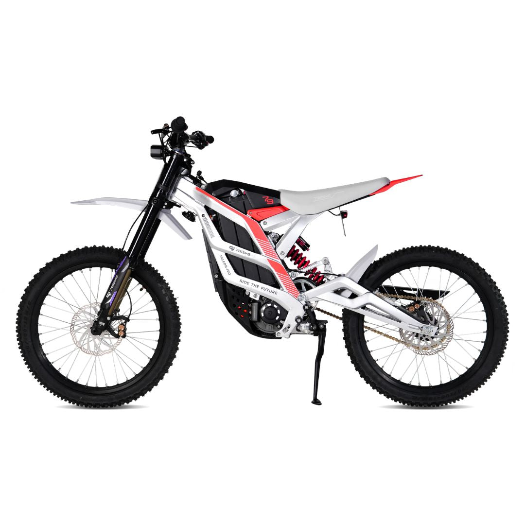 Silver electric bike with black and red accents 