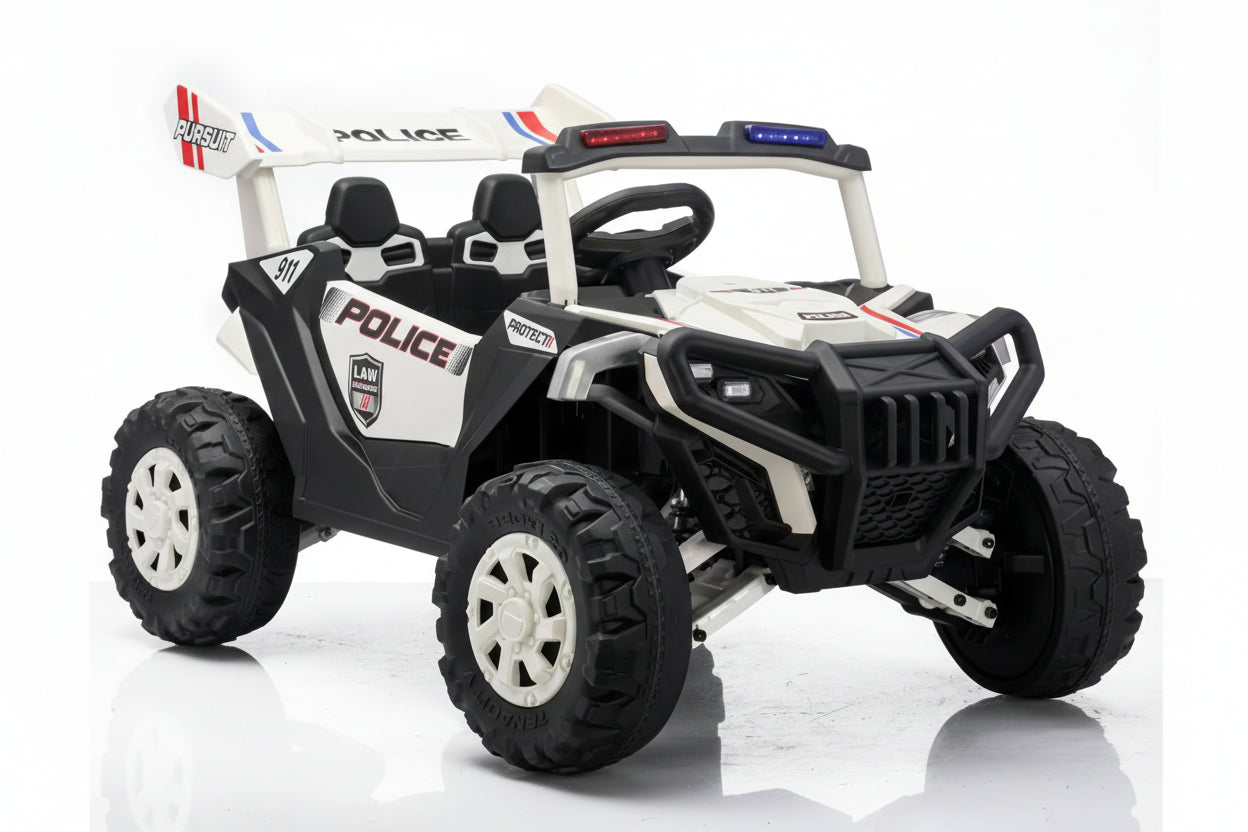 Megastar 2 Seater Ride on Car Kids Police Night Patrol Jeep Electric 12v With Working Siren & RC