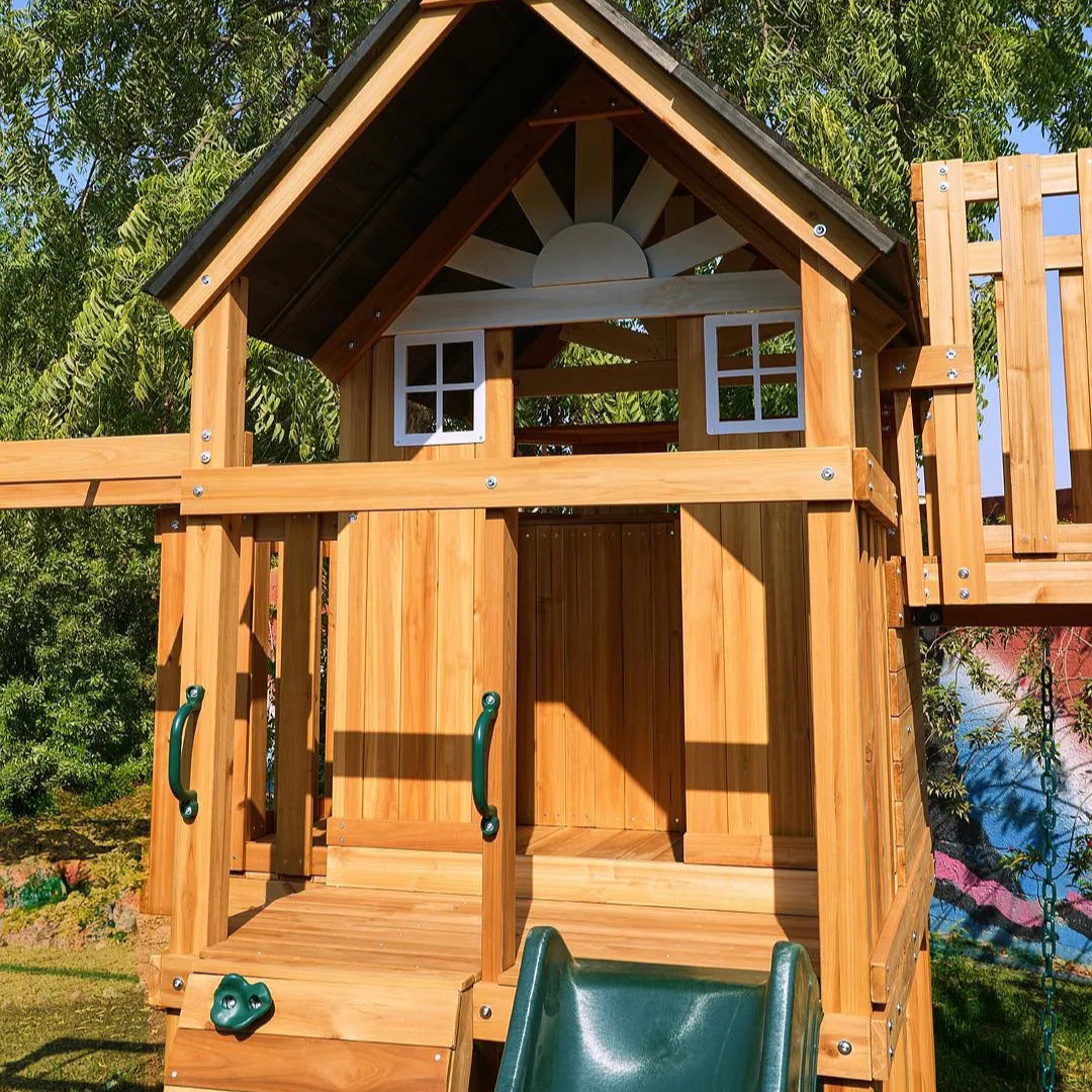 Megawheels Dynamic Sports Arabian Leopard Outdoor Wooden Swing Set, Encourages Physical Activity, Multi-Functional Play, Panoramic Balcony, 570 x 375 x 668cm, 4 Years+, Multicolor