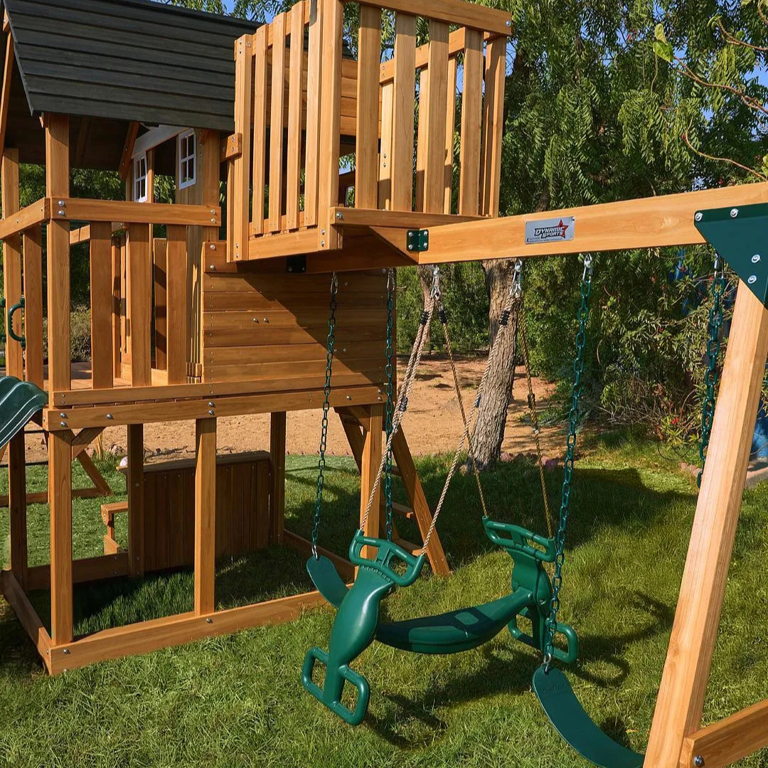 Megawheels Dynamic Sports Arabian Leopard Outdoor Wooden Swing Set, Encourages Physical Activity, Multi-Functional Play, Panoramic Balcony, 570 x 375 x 668cm, 4 Years+, Multicolor