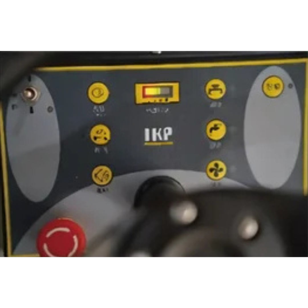 Control panel with various buttons and a display