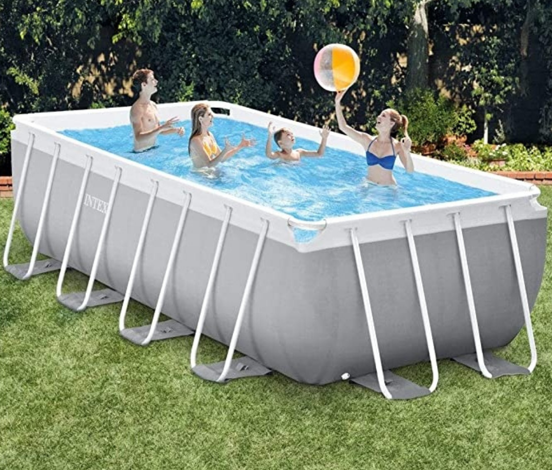 Intex 16 Ft. X 8 Ft. X 42 Inch Prism Frame Rectangular Pool Set Multi Colour, 26792Uk, 16 Ft. X 8 Ft. X 42-Inch Prism Frame Rectangular Pool Set