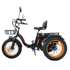 Black electric tricycle Scooter with orange wheels