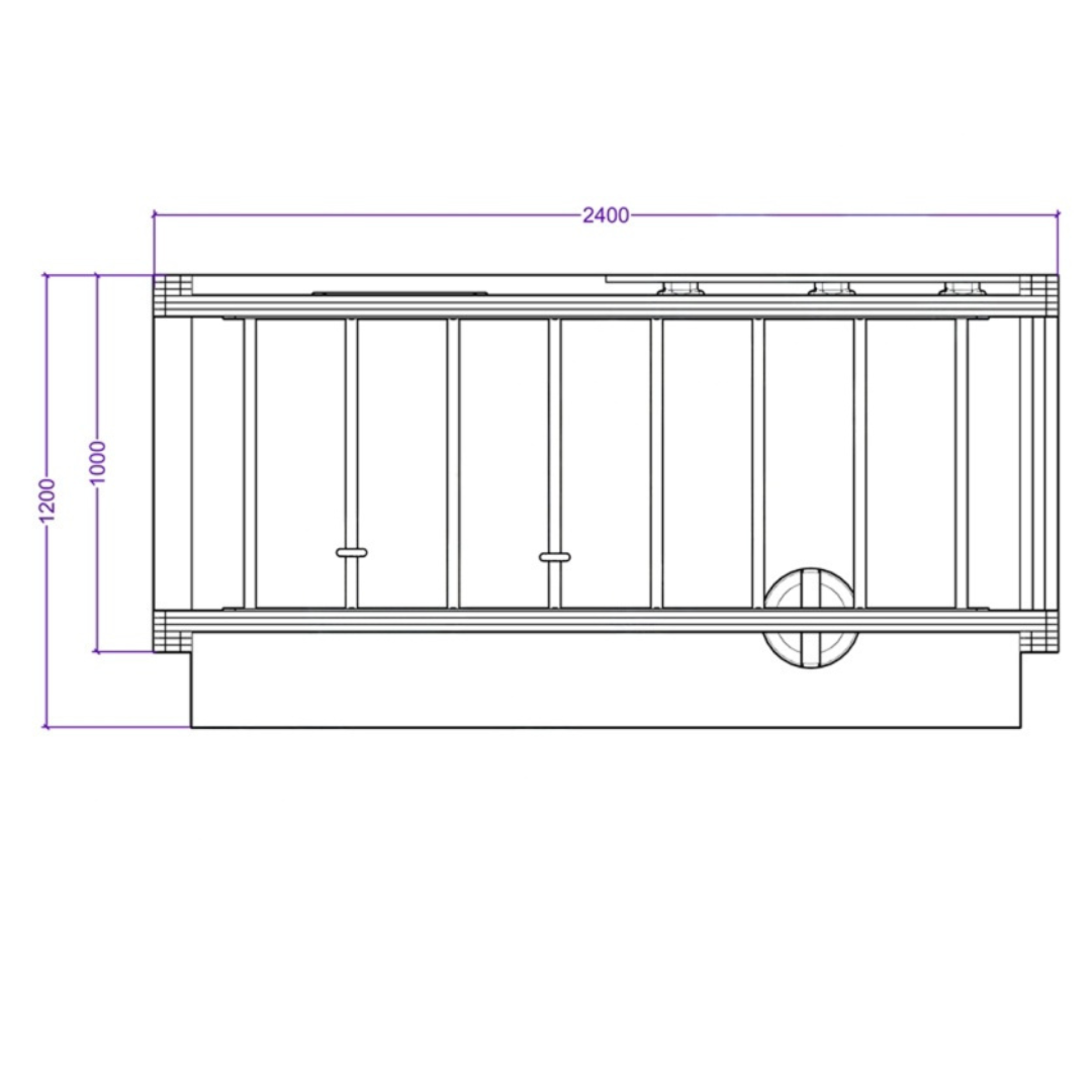 Technical drawing of a structure with dimensions