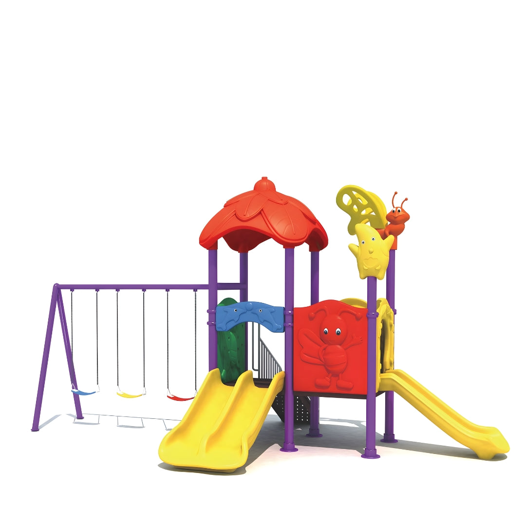 Megastar Outdoor Butterfly Themed Swing and Slide Metal Playset