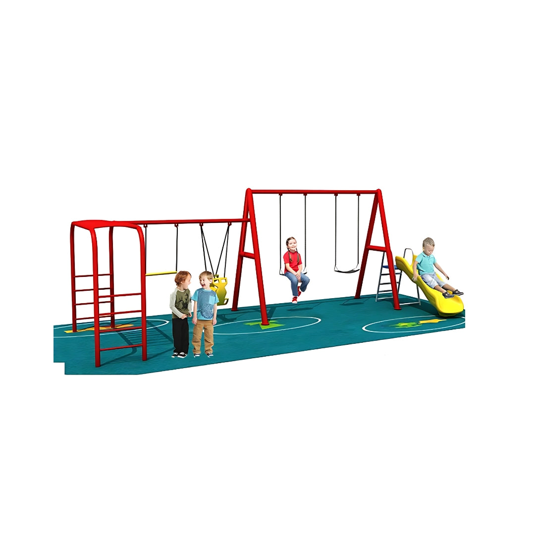 لعبة Megastar Mini Amusement Playpark المعدنية مع مجموعة لعب متأرجحة ومنزلقة وطائرة شراعية