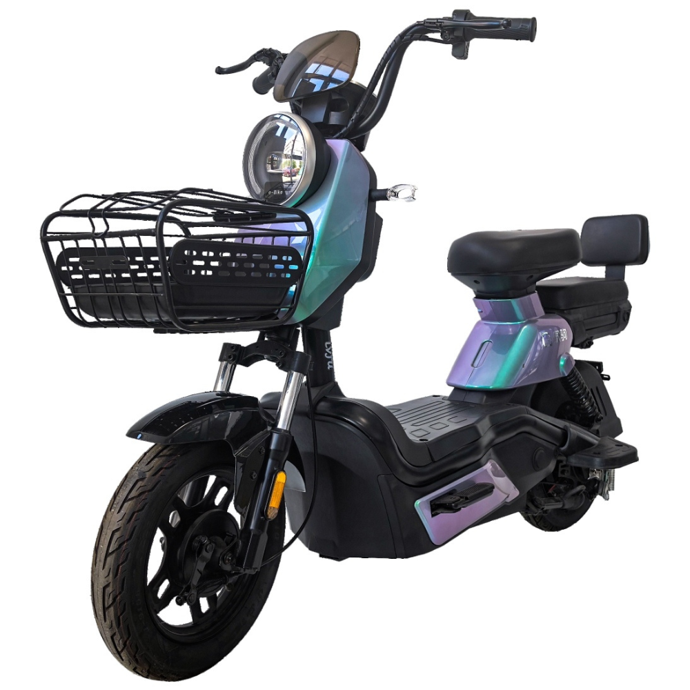 Megawheels Electric Bike with Seat Wind Horse M6 Electric Scooter for Grossery Basket Tire Ebike for Adults