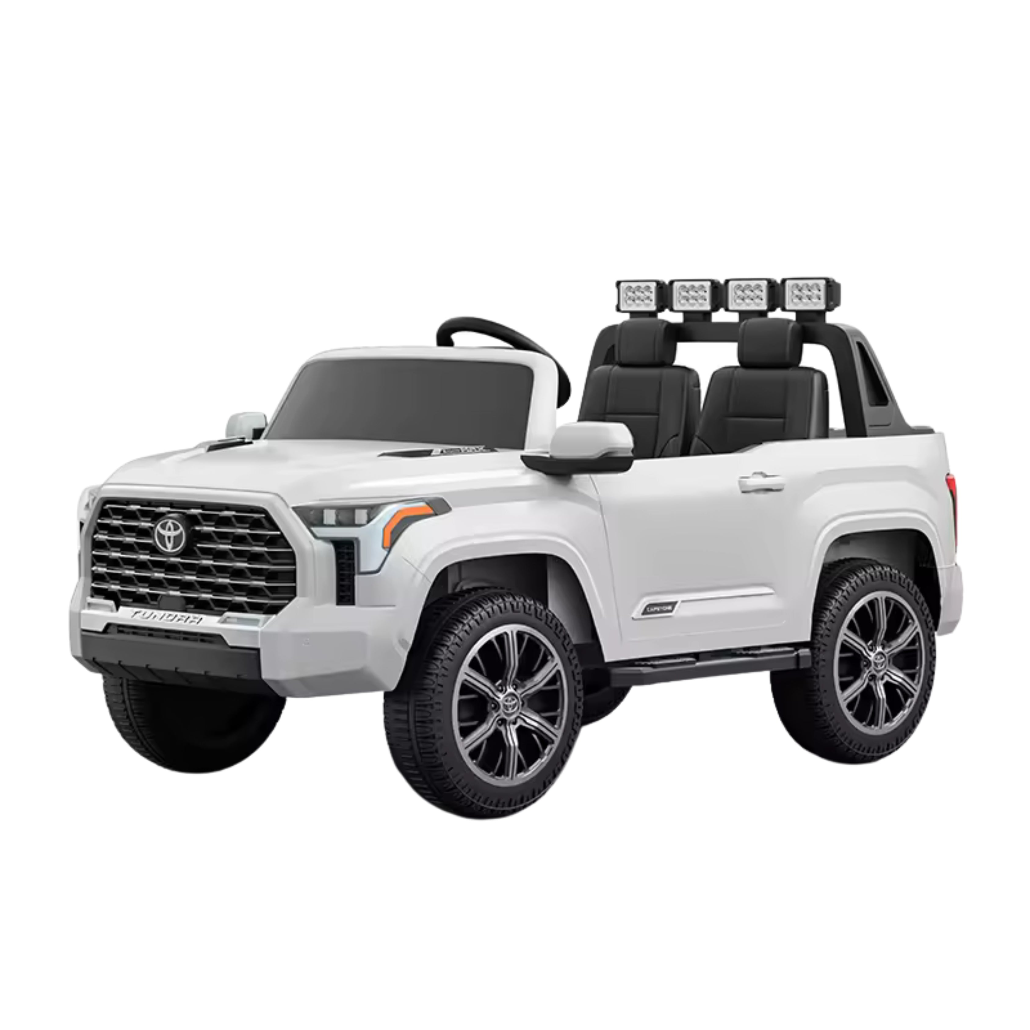 Side view of White Toyota Tundra Ride-On Electric truck