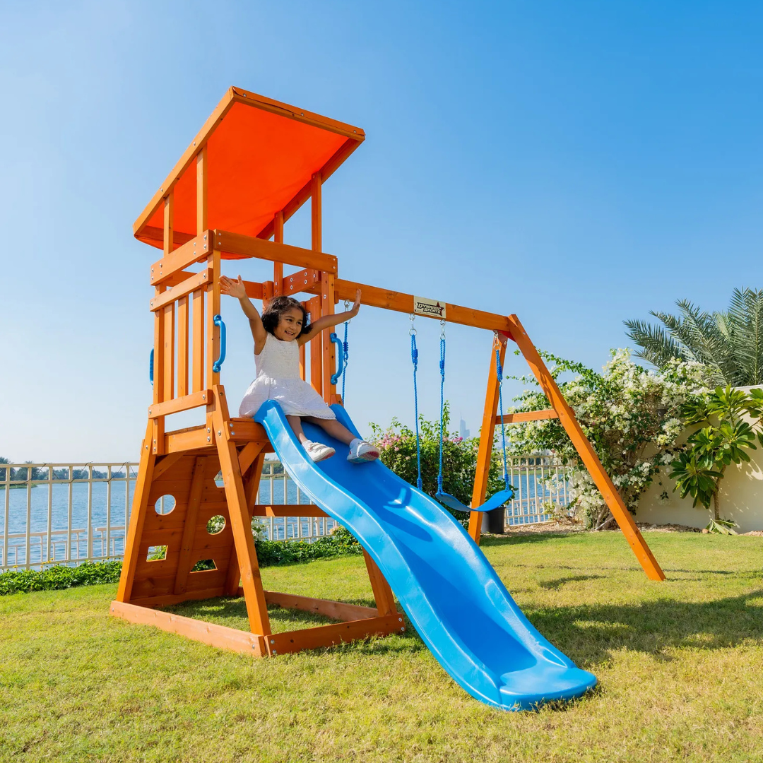 Megastars Dynamic Sports Arabian Cat Wooden Swing Set -(261.7 x 263.1 x 228.6 CM)