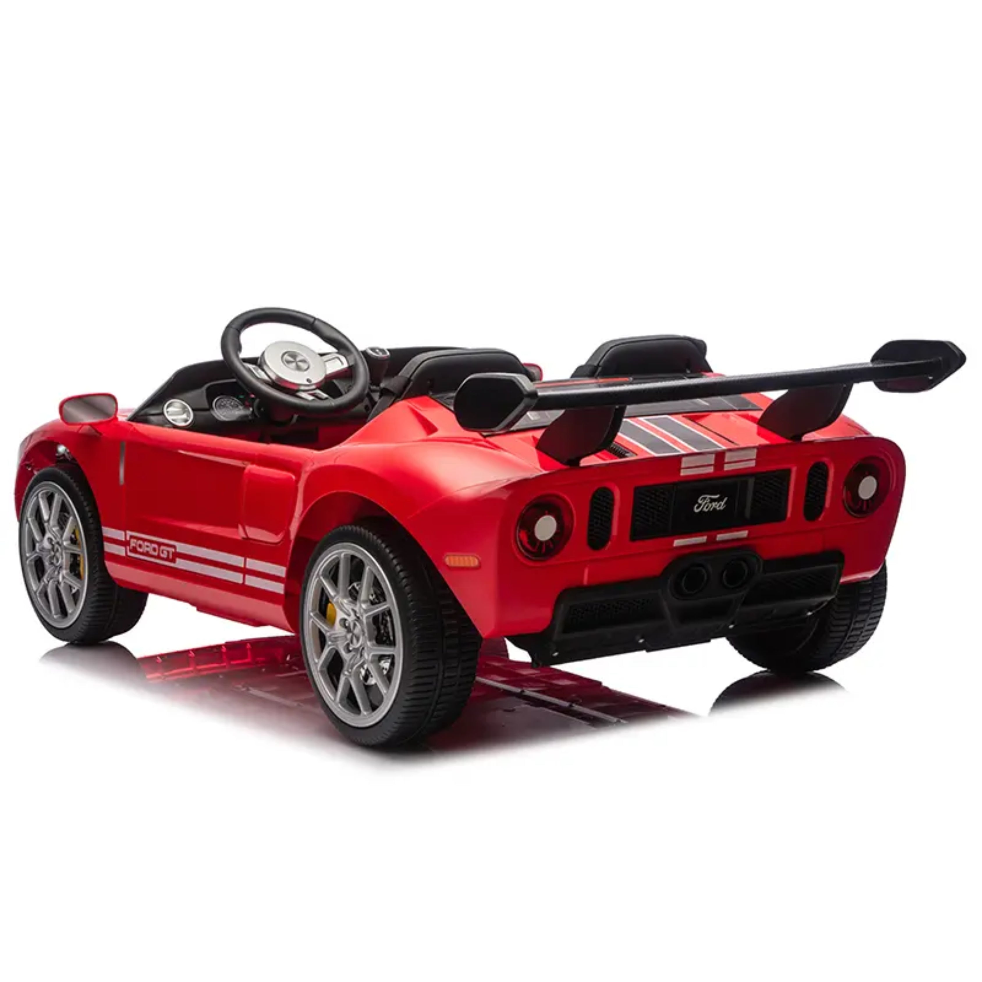 Red toy car with a black interior of a Licensed Ford GT 