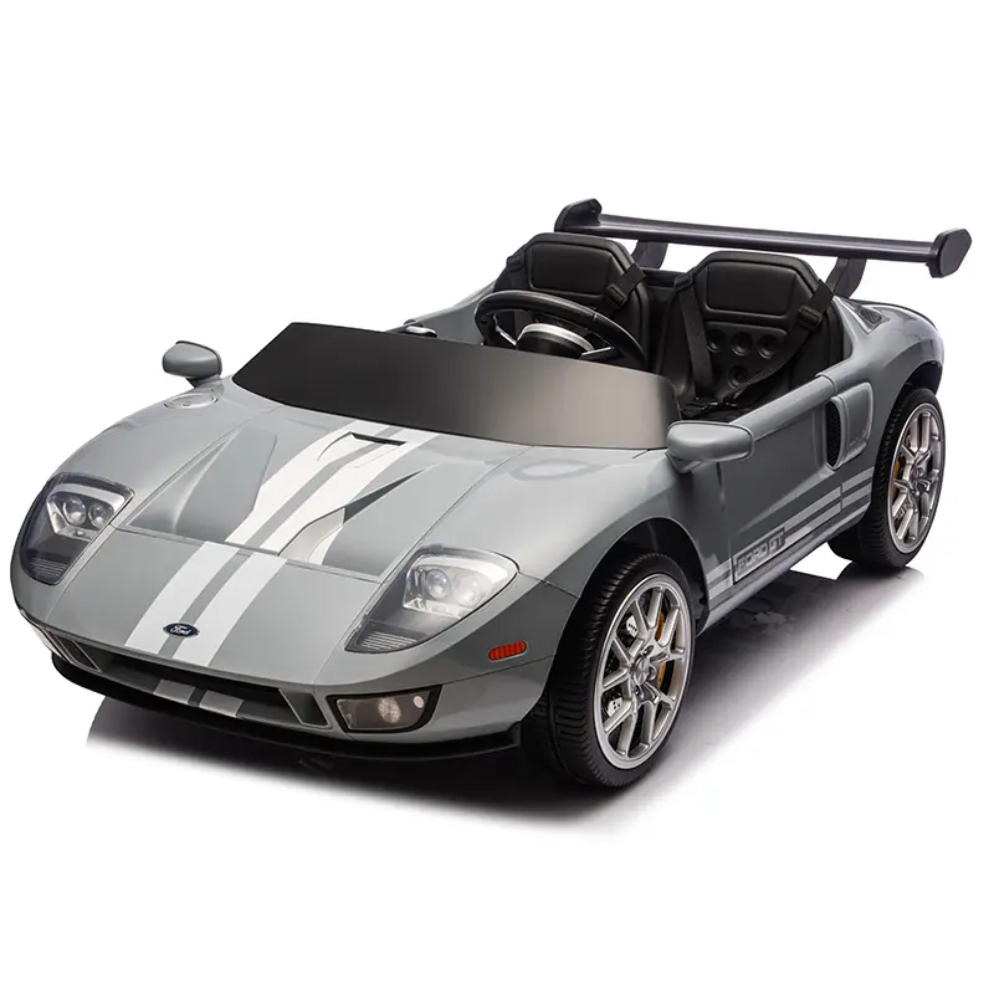 Grey toy car with a black interior
