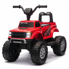 Red toy truck with Ford F-150 Raptor Electric Car 