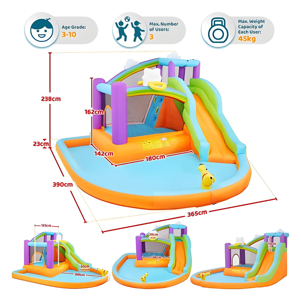 Megastar 6 in 1 Sunny Shine Bouncy Castle With Inflatable Trampoline/Water Slide 2.38mx 3.65mx  3.89m