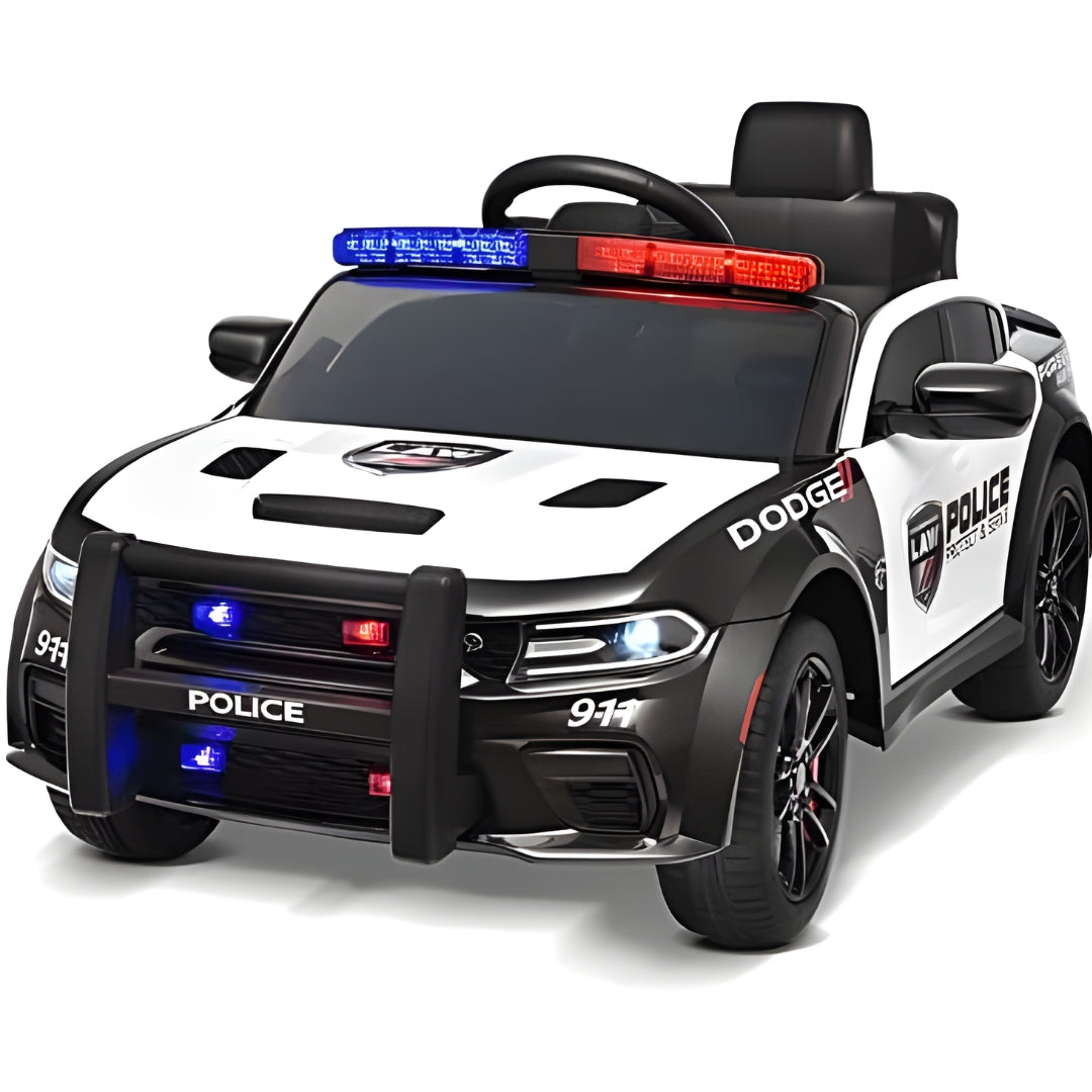 Megastar Kids Electric Ride-on Police Licensed Dodge 12 v Car White