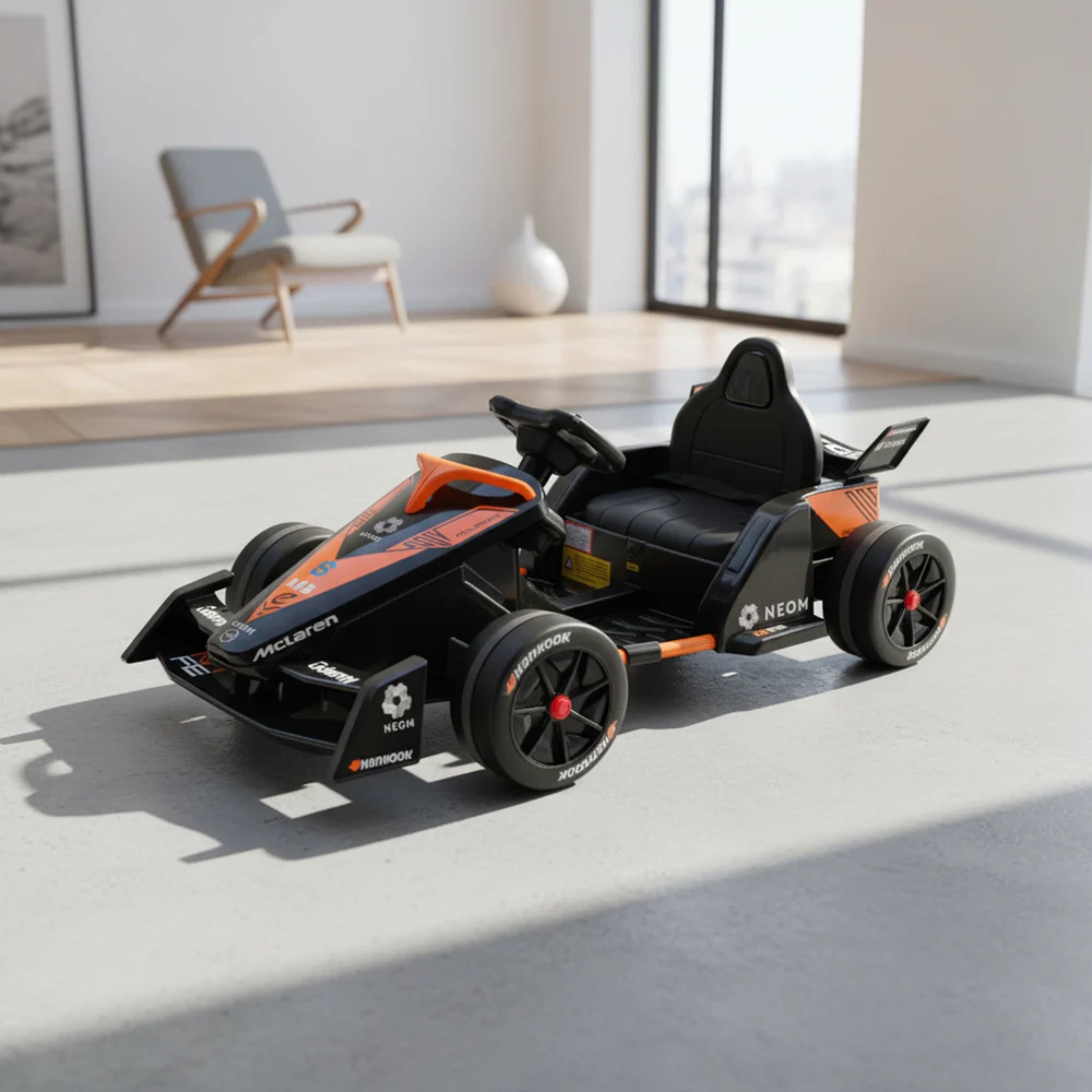 Black and orange go-kart McLaren F1 Kids Ride-On go Cart 12V Electric Car