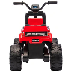 Back View of Red Ford F-150 Raptor Electric Car with 4 Wheels Motors Battery