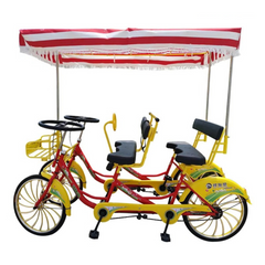 Megawheels Surrey Quadricycle Tandem Bike 4 Seater With Roof and Pedal Driving