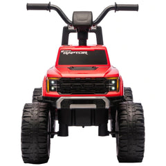 Front view of Red toy Ford F-150 Raptor Electric Car with 4 Wheels Motors