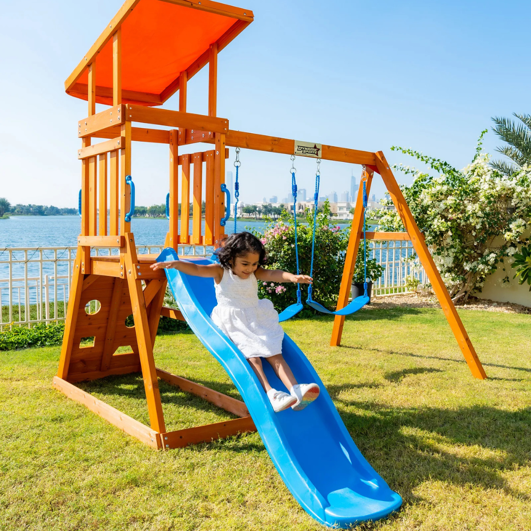 Kids enjoythe  Dynamic Sports Arabian Cat Wooden Swing Set
