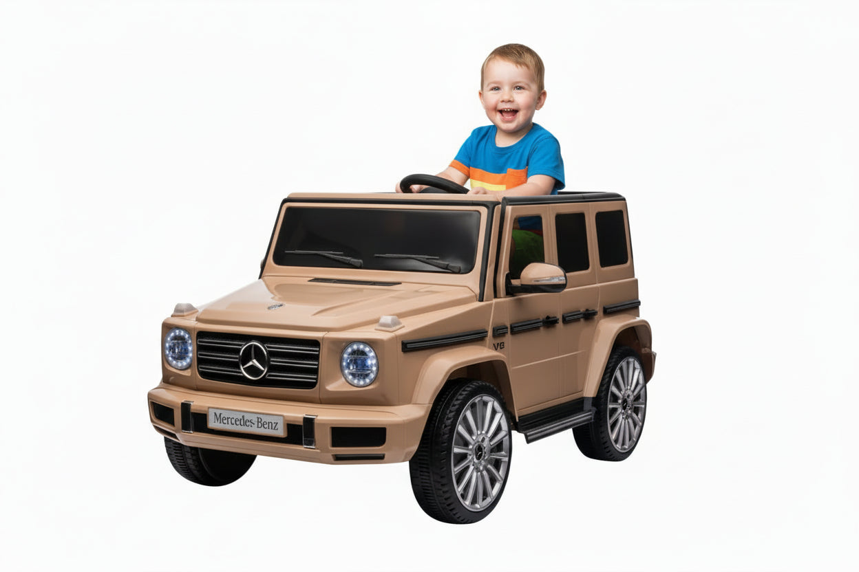 Model of a child riding Mercedes-Benz G-Class SUV Mini Jeep