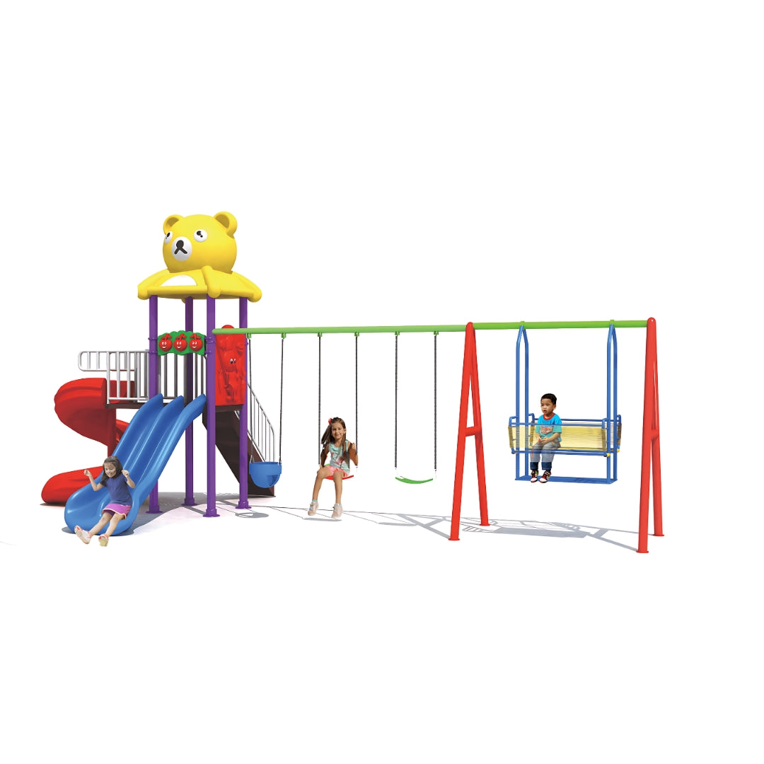 Megastar Outdoor Teddy Bear Swing and Slide Set Multi Playset for Kids