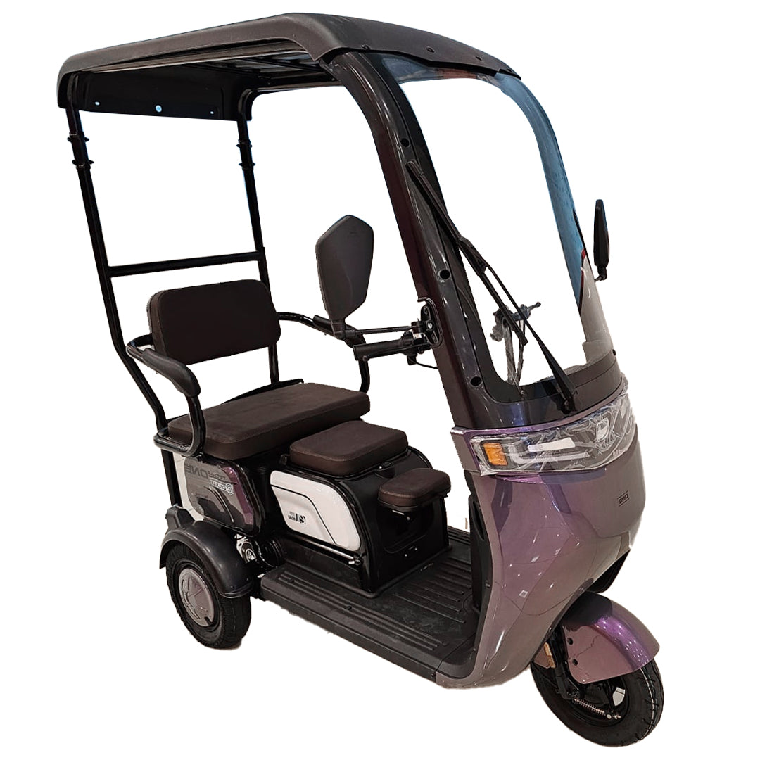 Purple Megawheels Urbanroof 48 v Electric Tricycle With Roof for 3 Passengers