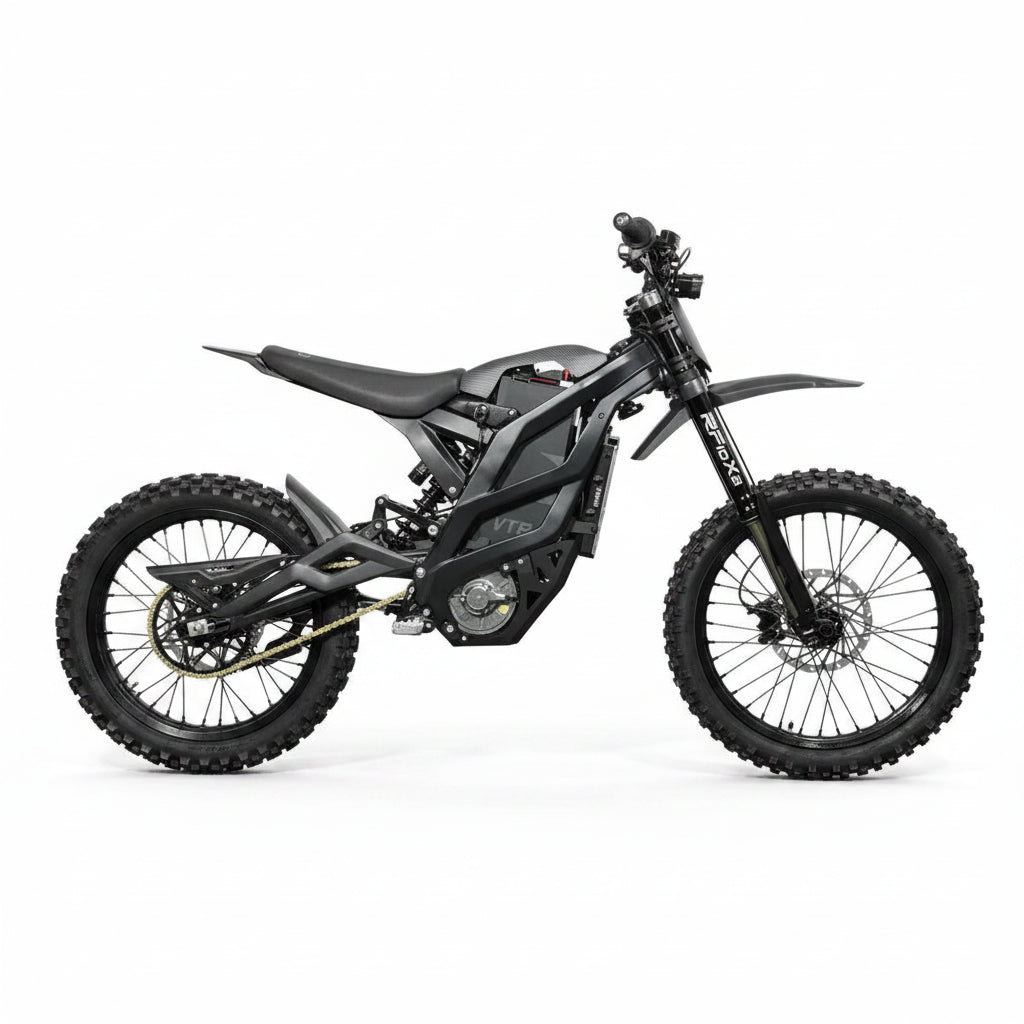 Black Ventus 1 + Off Road Electric Dirt Bike 72V 50Ah Lithium Battery 28 kw 