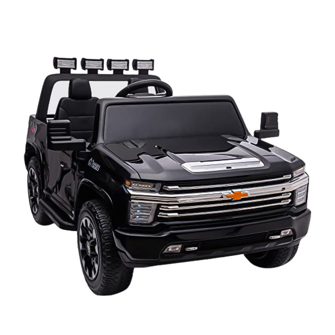 Raf  Ride on Licensed Chevrolet Silverado 4WD Jeep 12V  Electric Ride on with  Trunk & W/Remote Control  - Black