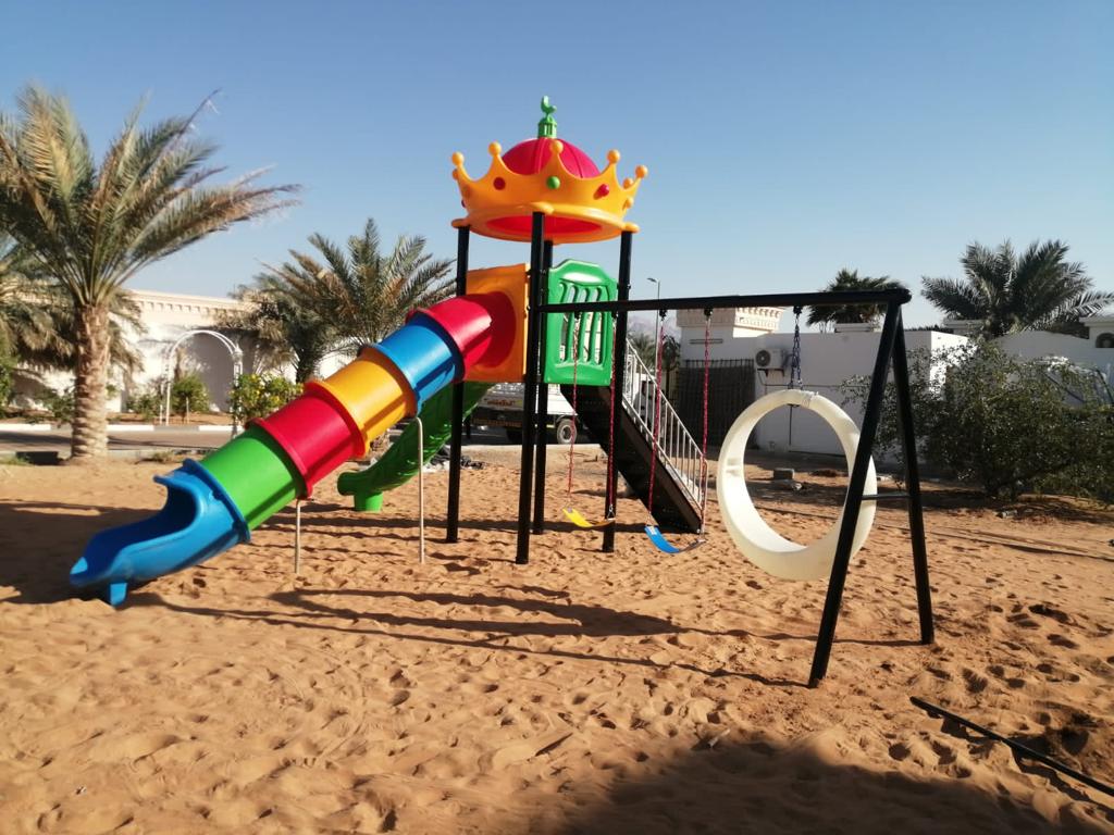 Megastar Castle & Crowns Tube Slide And Moon Swings Kids Outdoor Playset - 825 x 740 x 485 cms