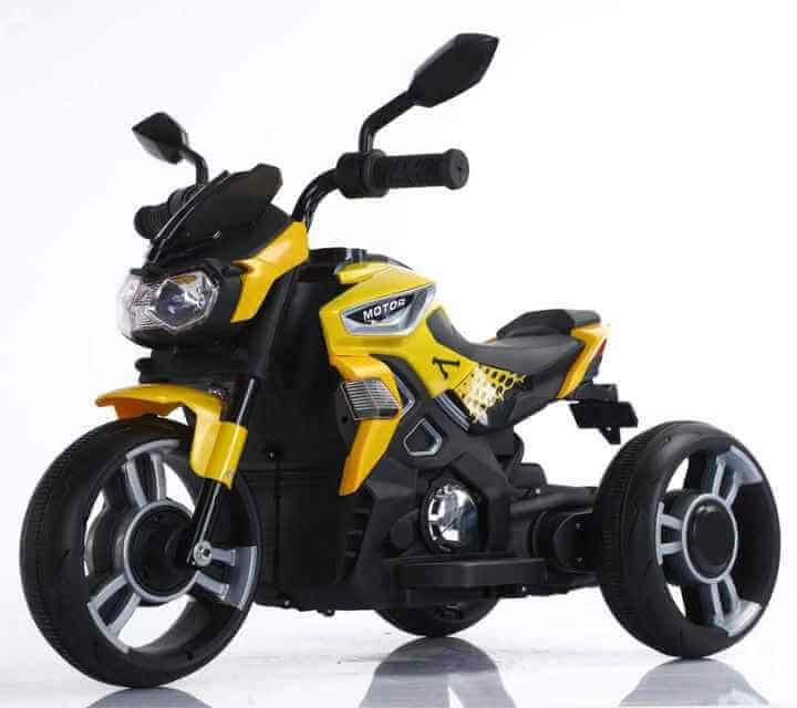 Megastar Ride on 12 v Unicorn Ninja three wheels motortrike-yellow