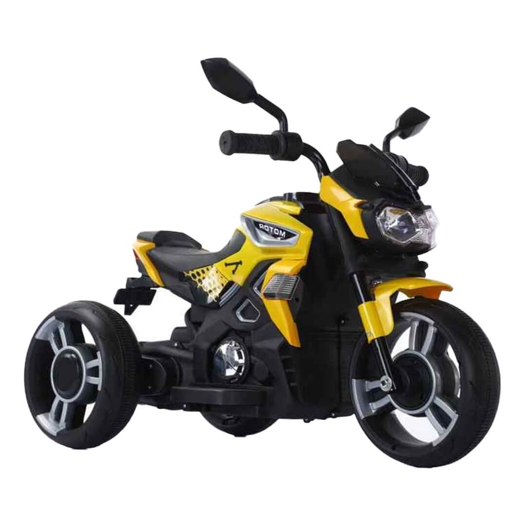 Megastar Ride on 12 v Unicorn Ninja three wheels motortrike-yellow