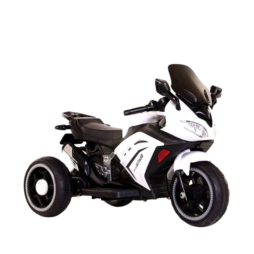 Megastar's Ride On 6v Alpha Turbocharged Children's Motorcycle Electric Trike- WHITE