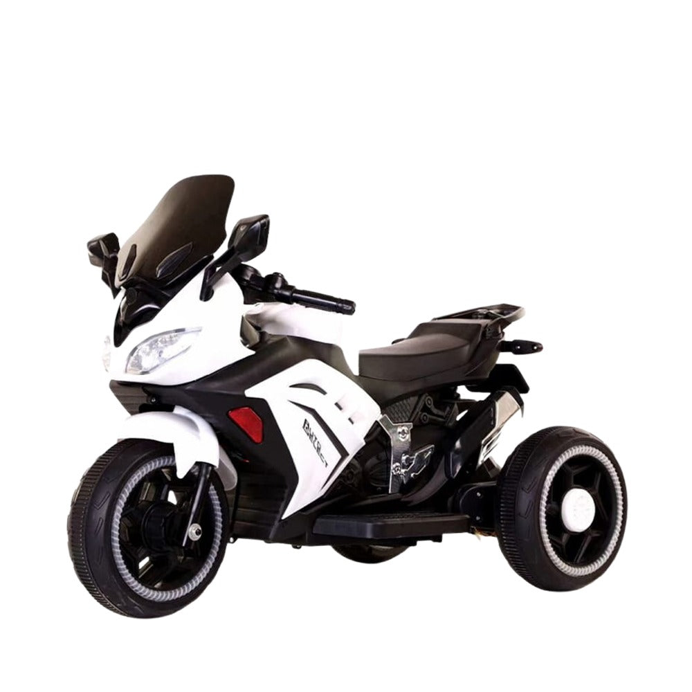 Megastar's Ride On 6v Alpha Turbocharged Children's Motorcycle Electric Trike- WHITE