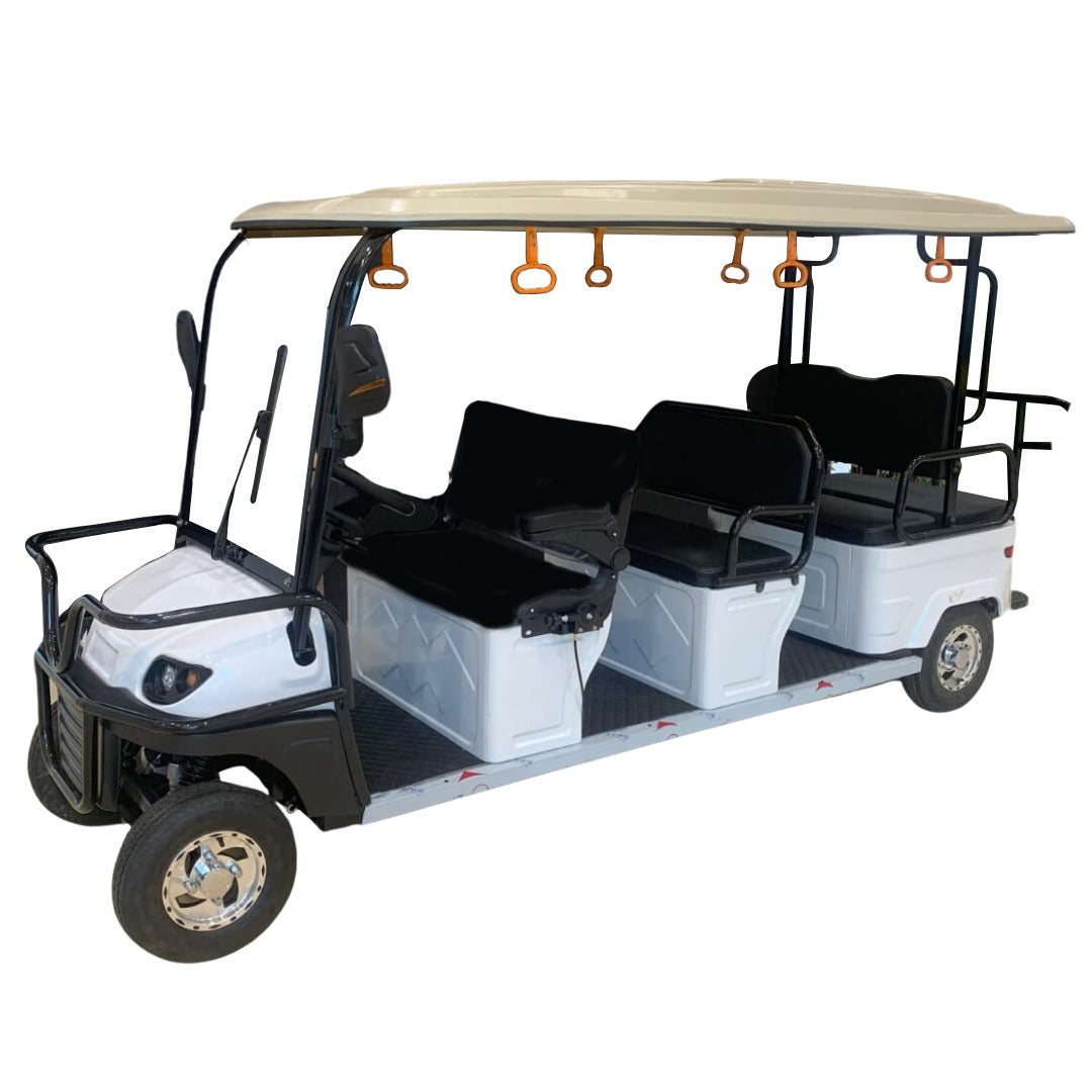 عربة جولف كهربائية رياضية صديقة للبيئة من ميجاويلز، عربة جولف بـ 8 مقاعد - 1200 وات