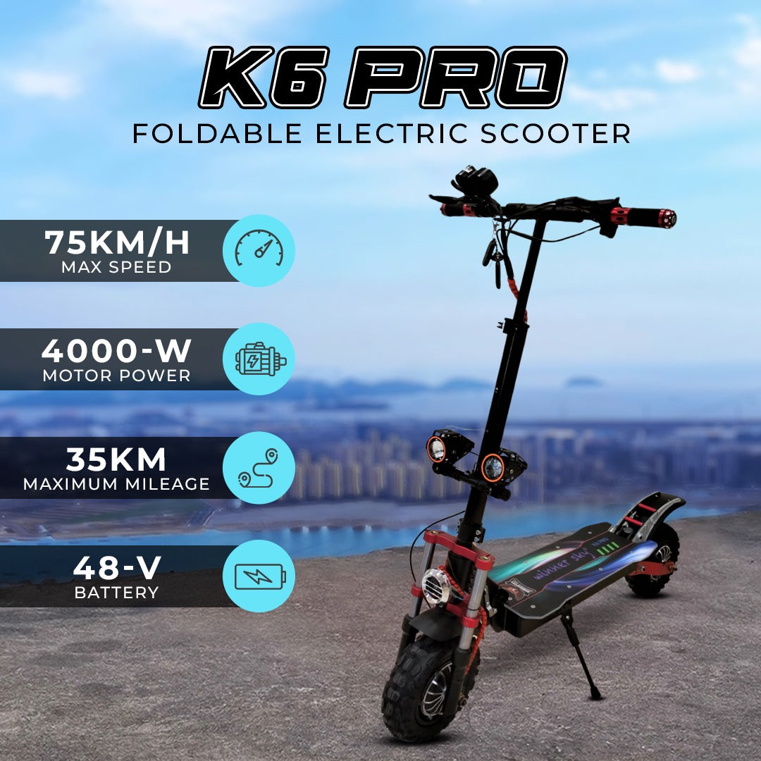 Megastare K6 Pro Scooter, Double Motor, Smart Safety System, Adjustable and Foldable